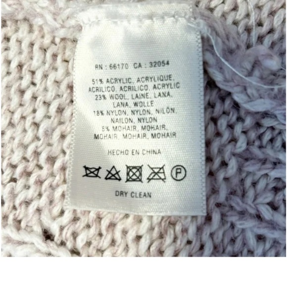 Anthropologie Guinevere Cowlneck Cable Knit Swing Sweater Marled Light Pink L - Picture 8 of 9